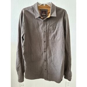 Prana Cotton Twill Shirt Mens Size M Medium Brown